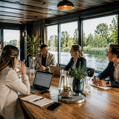 overleg op het water in moderne ruimte