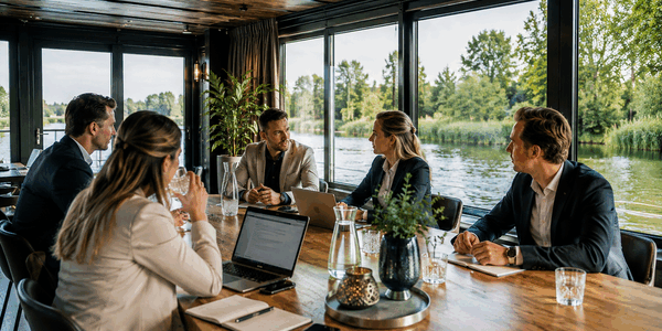 overleg op het water in moderne ruimte