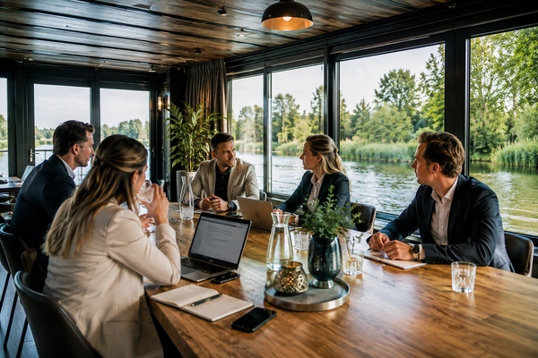 overleg op het water in moderne ruimte